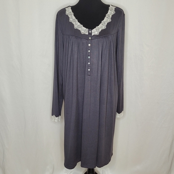 Eileen West Blue Sweater Knit Mid-Length Long Sleeve Ballet Nightgown - Size L - Picture 1 of 13